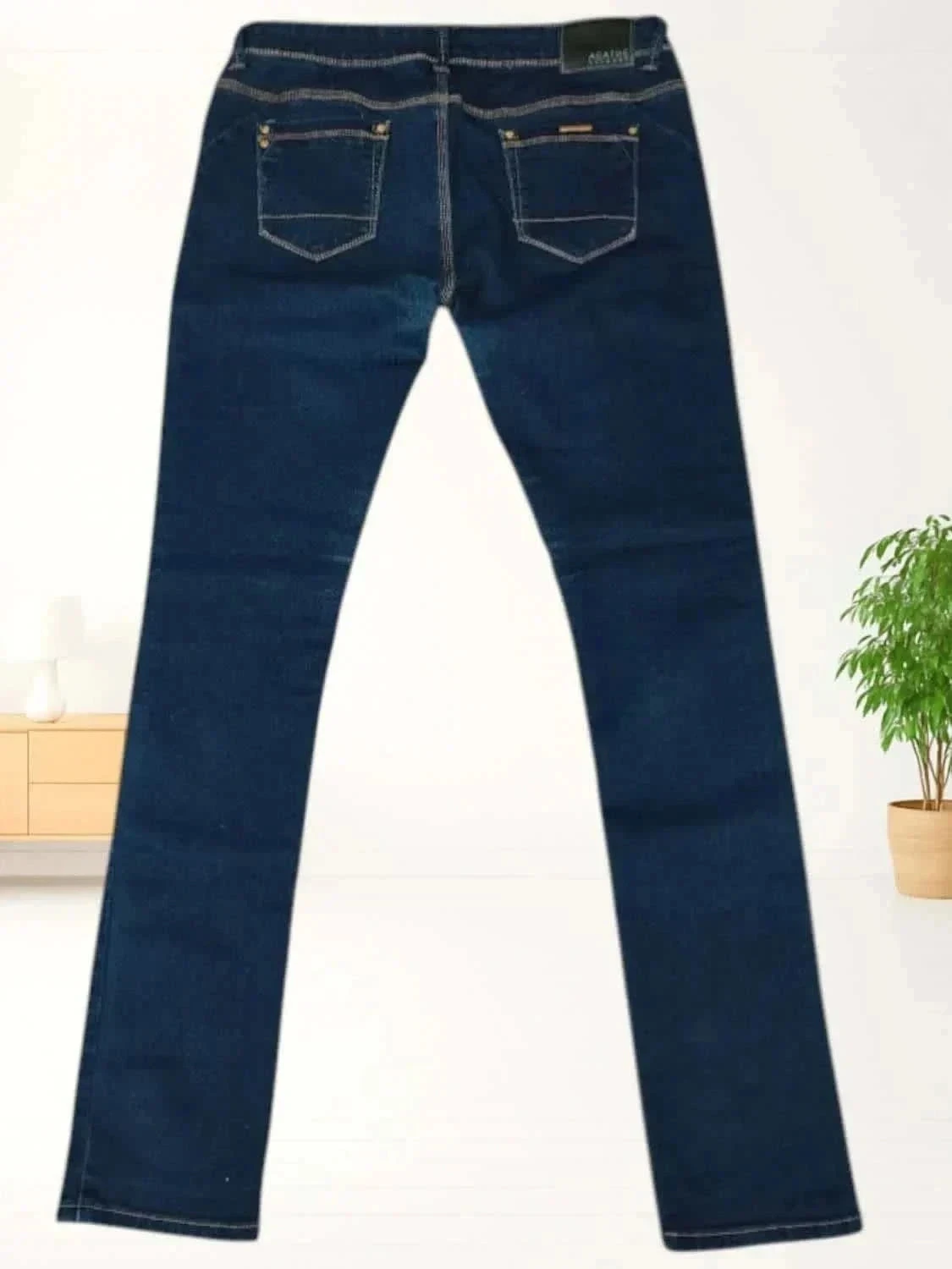 Jean novo Agathe Velmont - corte slim - cintura alta - elástico - azul marinho – photo 10